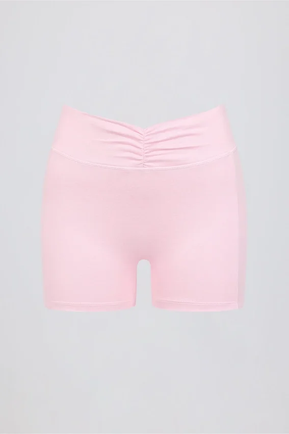 Ruched Mini Shorts in Pale Pink Marl Ruched Mini Shorts in Pale Pink Marl