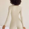 Rue Long Sleeve Square Neck Unitard in Ivory Rue Long Sleeve Square Neck Unitard in Ivory