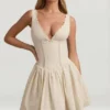 Sabina Broderie Anglaise Bow-Detail A-Line Mini Dress in Ivory Sabina Broderie Anglaise Bow-Detail A-Line Mini Dress in Ivory