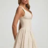Sabina Broderie Anglaise Bow-Detail A-Line Mini Dress in Ivory Sabina Broderie Anglaise Bow-Detail A-Line Mini Dress in Ivory
