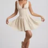 Sabina Broderie Anglaise Bow-Detail A-Line Mini Dress in Ivory Sabina Broderie Anglaise Bow-Detail A-Line Mini Dress in Ivory