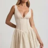 Sabina Broderie Anglaise Bow-Detail A-Line Mini Dress in Ivory Sabina Broderie Anglaise Bow-Detail A-Line Mini Dress in Ivory