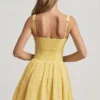 Sabina Broderie Anglaise Bow-Detail A-Line Mini Dress in Pastel Yellow Sabina Broderie Anglaise Bow-Detail A-Line Mini Dress in Pastel Yellow