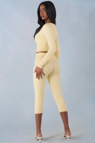 Selene Knit Mid-Rise Capri Trousers in Butter Yellow Selene Knit Mid-Rise Capri Trousers in Butter Yellow