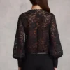 Serenya Sheer Lace Plunge-Neck Loose-Fit Playsuit in Black Serenya Sheer Lace Plunge-Neck Loose-Fit Playsuit in Black