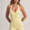 Shelly Modal Ribbed Backless Playsuit in Lemon Sherbet Shelly Modal Ribbed Backless Playsuit in Lemon Sherbet