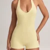Shelly Modal Ribbed Backless Playsuit in Lemon Sherbet Shelly Modal Ribbed Backless Playsuit in Lemon Sherbet
