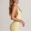 Shelly Modal Ribbed Backless Playsuit in Lemon Sherbet Shelly Modal Ribbed Backless Playsuit in Lemon Sherbet