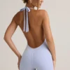 Shelly Modal Ribbed Backless Playsuit in Light Blue Shelly Modal Ribbed Backless Playsuit in Light Blue