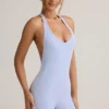 Shelly Modal Ribbed Backless Playsuit in Light Blue Shelly Modal Ribbed Backless Playsuit in Light Blue