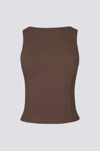 Soft Active Boat-Neck Open-Back Tank Top in Cocoa Soft Active Boat-Neck Open-Back Tank Top in Cocoa