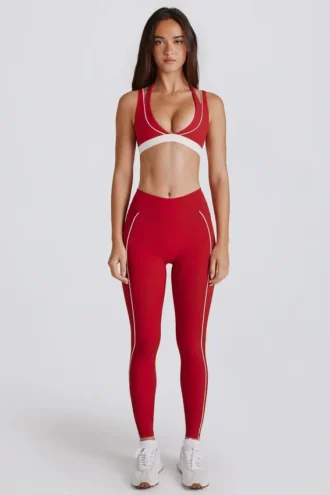 Soft Active Contrast Leggings in Dark Red Soft Active Contrast Leggings in Dark Red