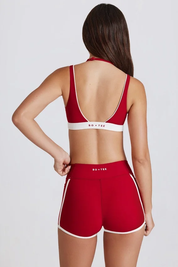 Soft Active Contrast Mini Shorts in Dark Red Soft Active Contrast Mini Shorts in Dark Red
