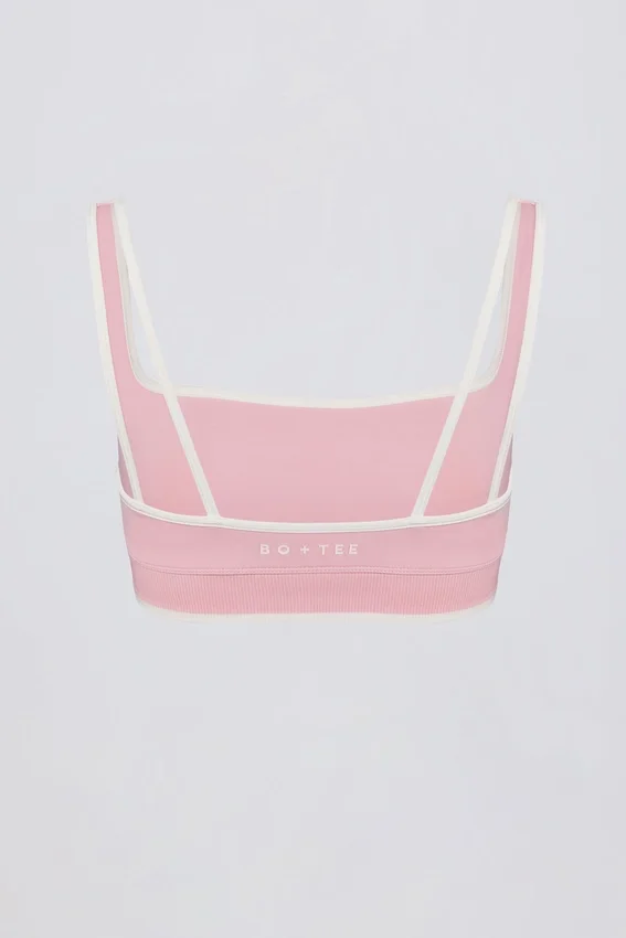 Soft Active Contrast Sports Bra in Powder Pink Soft Active Contrast Sports Bra in Powder Pink