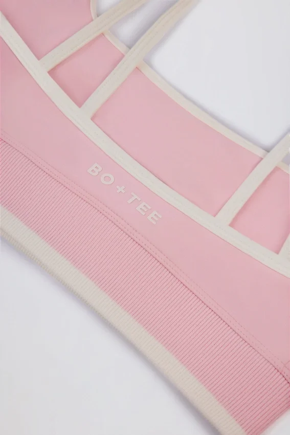 Soft Active Contrast Sports Bra in Powder Pink Soft Active Contrast Sports Bra in Powder Pink