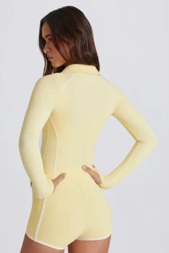 Soft Active Contrast Zip-Up Jacket in Lemon Soft Active Contrast Zip-Up Jacket in Lemon