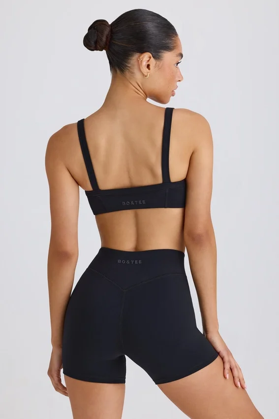 Soft Active Crossover Mini Shorts in Black Soft Active Crossover Mini Shorts in Black