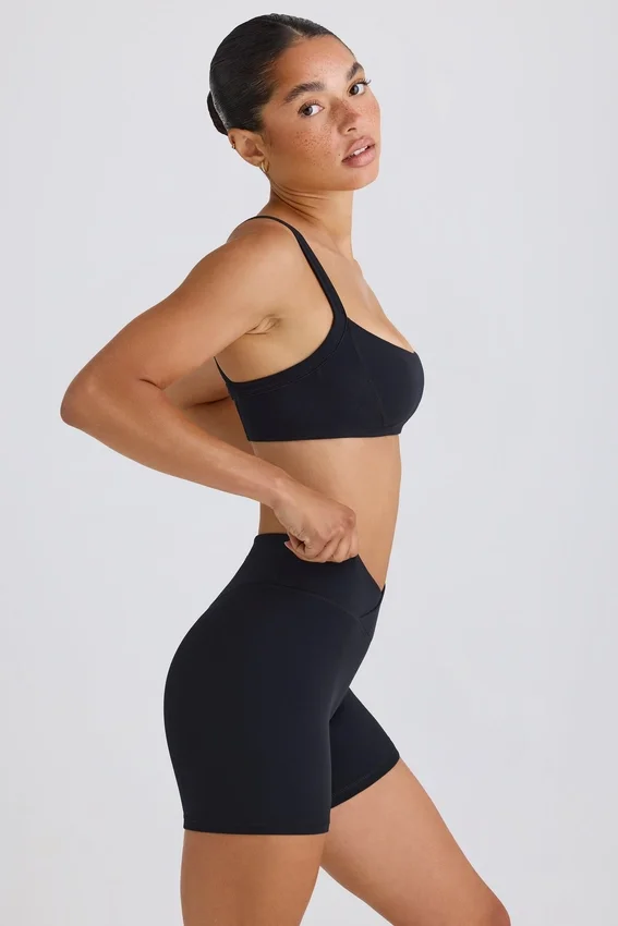 Soft Active Crossover Mini Shorts in Black Soft Active Crossover Mini Shorts in Black