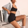 Soft Active Crossover Mini Shorts in Black Soft Active Crossover Mini Shorts in Black