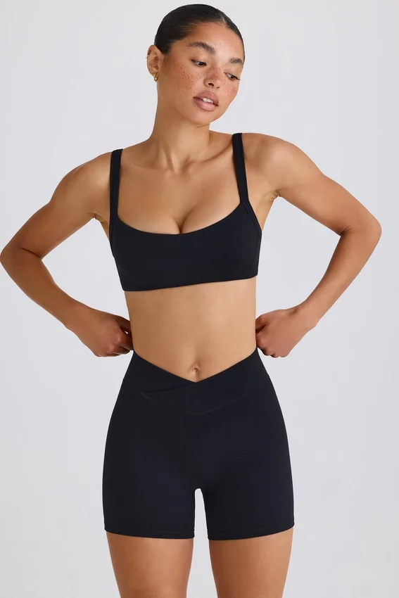 Soft Active Crossover Mini Shorts in Black Soft Active Crossover Mini Shorts in Black