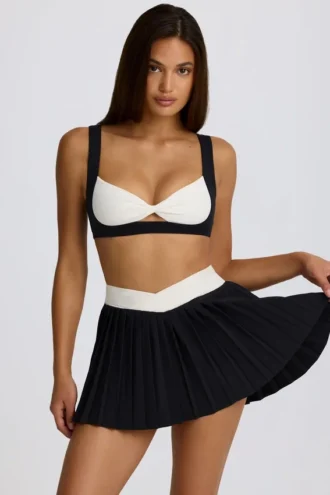 Soft Active Crossover Pleated Mini Skort in Black Soft Active Crossover Pleated Mini Skort in Black