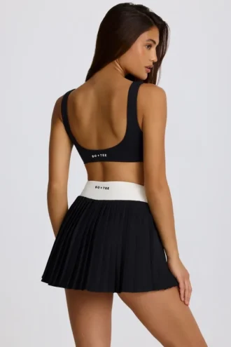 Soft Active Crossover Pleated Mini Skort in Black Soft Active Crossover Pleated Mini Skort in Black