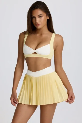 Soft Active Crossover Pleated Mini Skort in Lemon Soft Active Crossover Pleated Mini Skort in Lemon