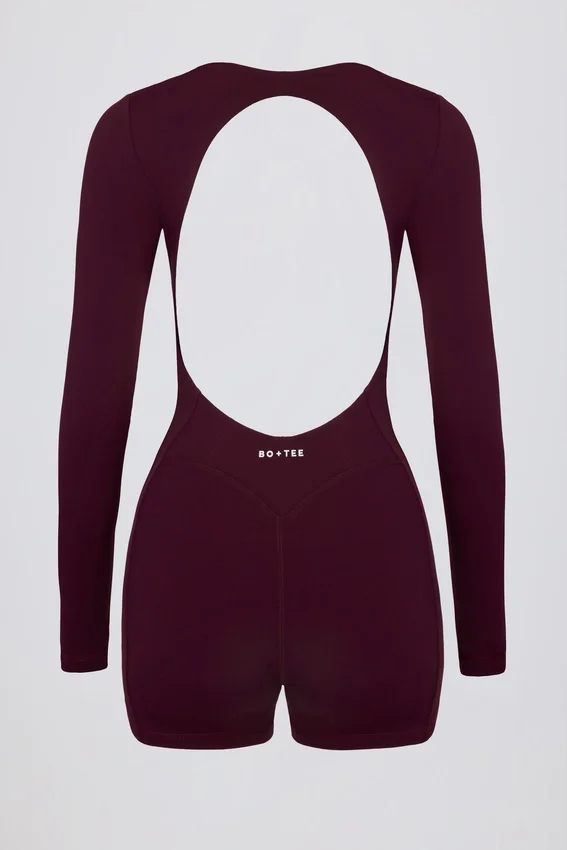 Soft Active Open-Back Unitard in Burgundy Soft Active Open-Back Unitard in Burgundy