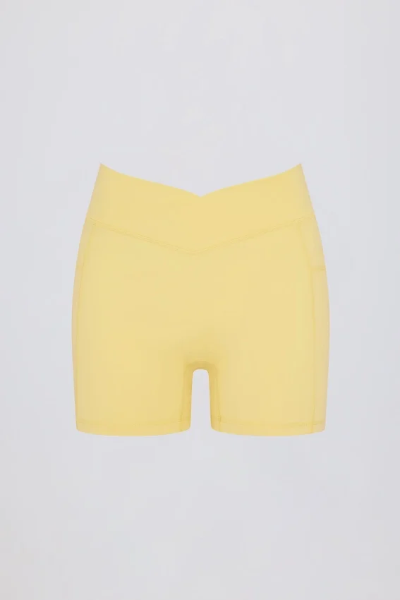 Soft Active Pocket V-Waist Mini Shorts in Lemon Soft Active Pocket V-Waist Mini Shorts in Lemon