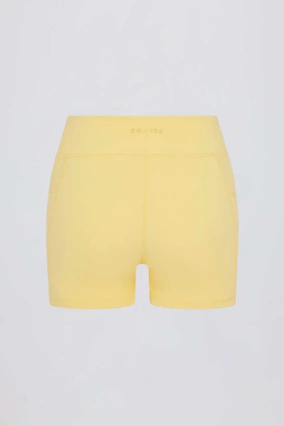 Soft Active Pocket V-Waist Mini Shorts in Lemon Soft Active Pocket V-Waist Mini Shorts in Lemon