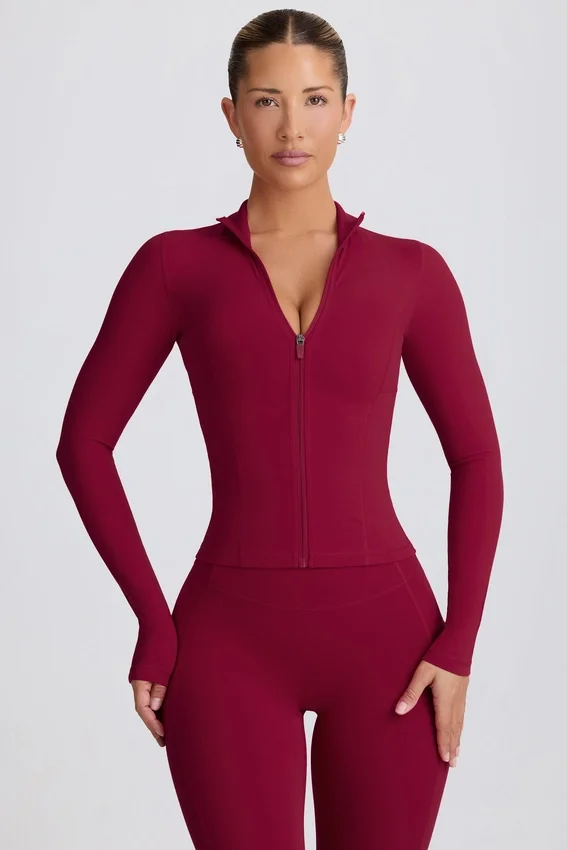 Soft Active Zip-Up Jacket in Burgundy Soft Active Zip-Up Jacket in Burgundy