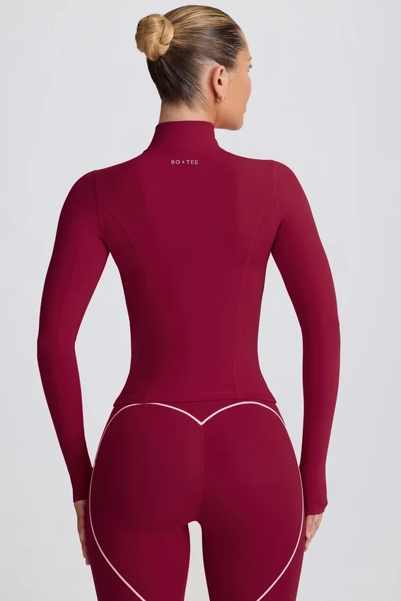 Soft Active Zip-Up Jacket in Burgundy Soft Active Zip-Up Jacket in Burgundy