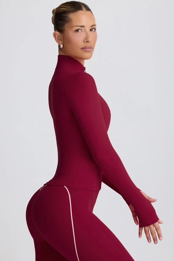 Soft Active Zip-Up Jacket in Burgundy Soft Active Zip-Up Jacket in Burgundy