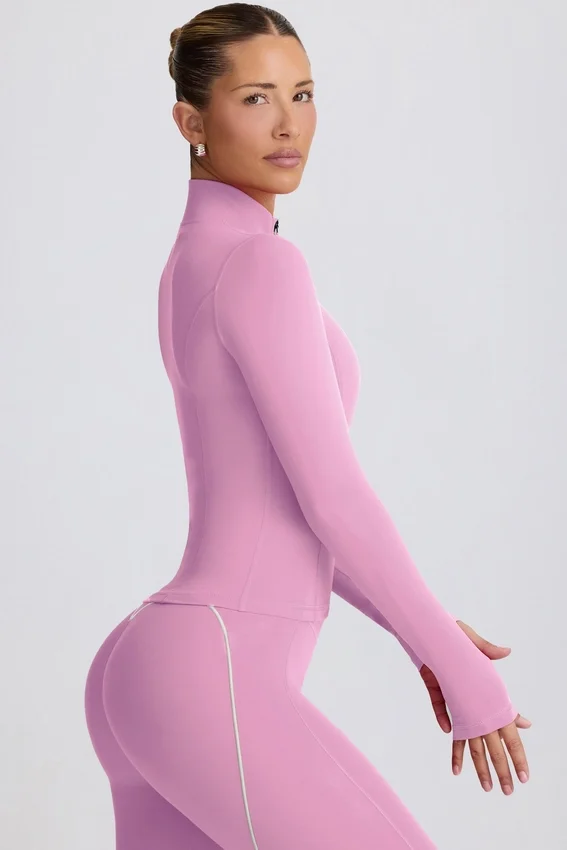 Soft Active Zip-Up Jacket in Dusty Pink Soft Active Zip-Up Jacket in Dusty Pink