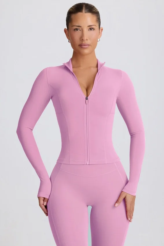 Soft Active Zip-Up Jacket in Dusty Pink Soft Active Zip-Up Jacket in Dusty Pink