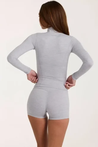 Soft Active Zip-Up Jacket in Grey Marl