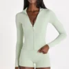 Soft Active Zip-Up Jacket in Sage Marl Soft Active Zip-Up Jacket in Sage Marl