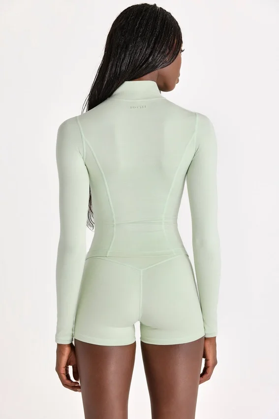 Soft Active Zip-Up Jacket in Sage Marl Soft Active Zip-Up Jacket in Sage Marl