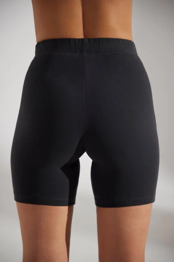 Soft Cotton Biker Shorts in Black Soft Cotton Biker Shorts in Black