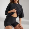 Soft Cotton Biker Shorts in Black Soft Cotton Biker Shorts in Black