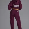 Soft Cotton Jersey Relaxed Mid-Rise Joggers in Grape Soft Cotton Jersey Relaxed Mid-Rise Joggers in Grape