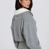Soft Knit Layered Collar Cropped Jumper in Grey Soft Knit Layered Collar Cropped Jumper in Grey