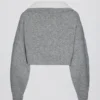 Soft Knit Layered Collar Cropped Jumper in Grey Soft Knit Layered Collar Cropped Jumper in Grey