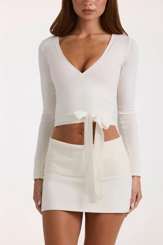 Soft Knit Wrap Top in Ivory Soft Knit Wrap Top in Ivory