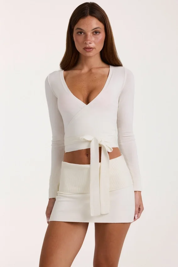 Soft Knit Wrap Top in Ivory Soft Knit Wrap Top in Ivory