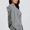 Soft Knit Zip-Up Cropped Hoodie in Grey Soft Knit Zip-Up Cropped Hoodie in Grey