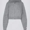 Soft Knit Zip-Up Cropped Hoodie in Grey Soft Knit Zip-Up Cropped Hoodie in Grey