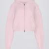 Soft Knit Zip-Up Cropped Hoodie in Soft Pink Soft Knit Zip-Up Cropped Hoodie in Soft Pink