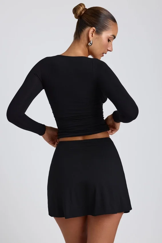 Solene Modal A-Line Mini Skort in Black Solene Modal A-Line Mini Skort in Black