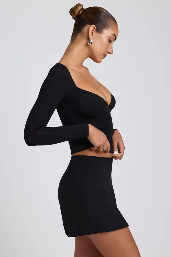 Solene Modal A-Line Mini Skort in Black Solene Modal A-Line Mini Skort in Black